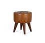 GINER Y COLOMER Tabouret rond tapissé en peau bovine camel